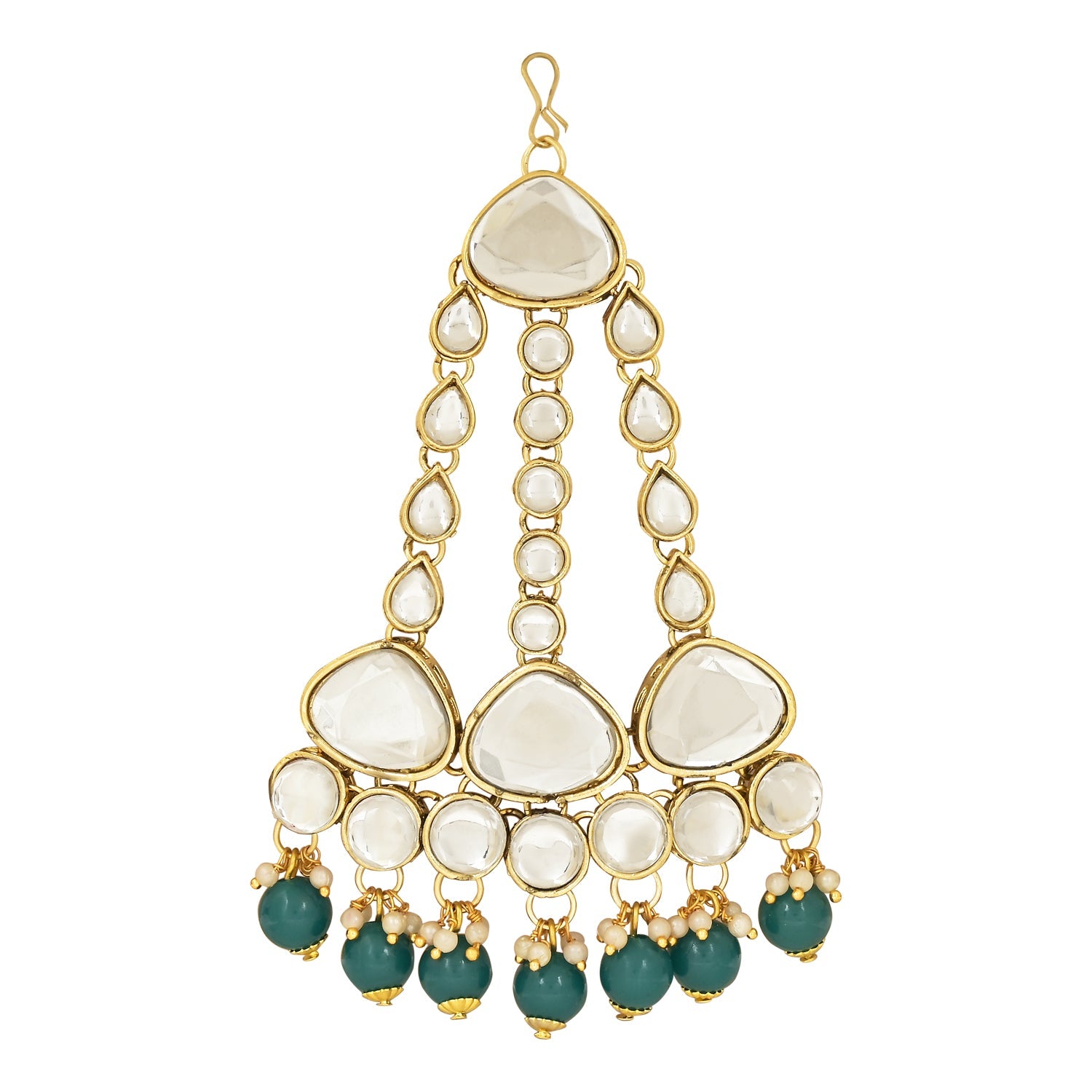 Etnico Wedding Collection Traditional Ethnic Gold Plated Pearl & Kundan Stone Work Bridal Jewellery Set For Women