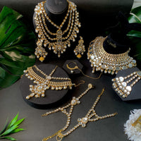 Etnico Wedding Collection Traditional Ethnic Gold Plated Pearl & Kundan Stone Work Bridal Jewellery Set For Women