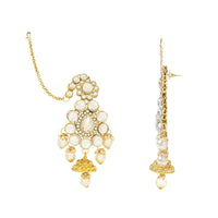 Etnico Wedding Collection Traditional Ethnic Gold Plated Pearl & Kundan Stone Work Bridal Jewellery Set For Women