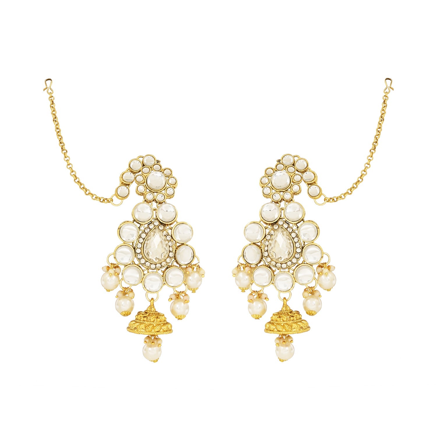 Etnico Wedding Collection Traditional Ethnic Gold Plated Pearl & Kundan Stone Work Bridal Jewellery Set For Women