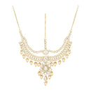 Etnico Wedding Collection Traditional Ethnic Gold Plated Pearl & Kundan Stone Work Bridal Jewellery Set For Women