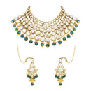 Etnico Wedding Collection Traditional Ethnic Gold Plated Pearl & Kundan Stone Work Bridal Jewellery Set For Women