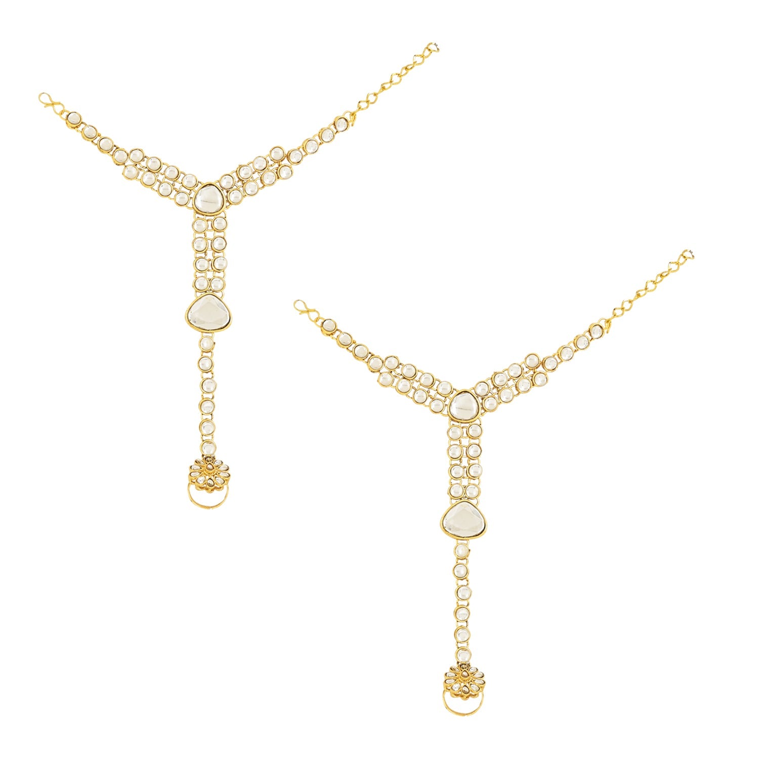 Etnico Wedding Collection Traditional Ethnic Gold Plated Pearl & Kundan Stone Work Bridal Jewellery Set For Women