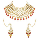 Etnico Wedding Collection Traditional Ethnic Gold Plated Pearl & Kundan Stone Work Bridal Jewellery Set For Women