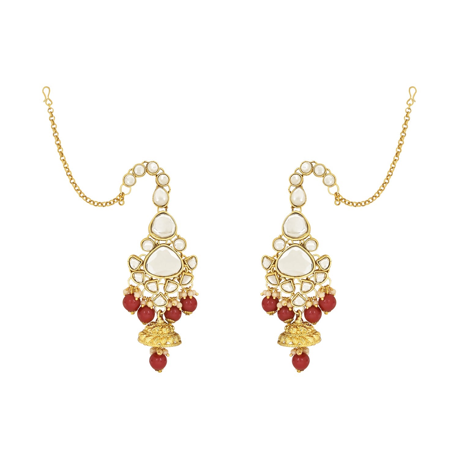 Etnico Wedding Collection Traditional Ethnic Gold Plated Pearl & Kundan Stone Work Bridal Jewellery Set For Women