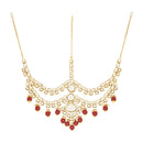 Etnico Wedding Collection Traditional Ethnic Gold Plated Pearl & Kundan Stone Work Bridal Jewellery Set For Women