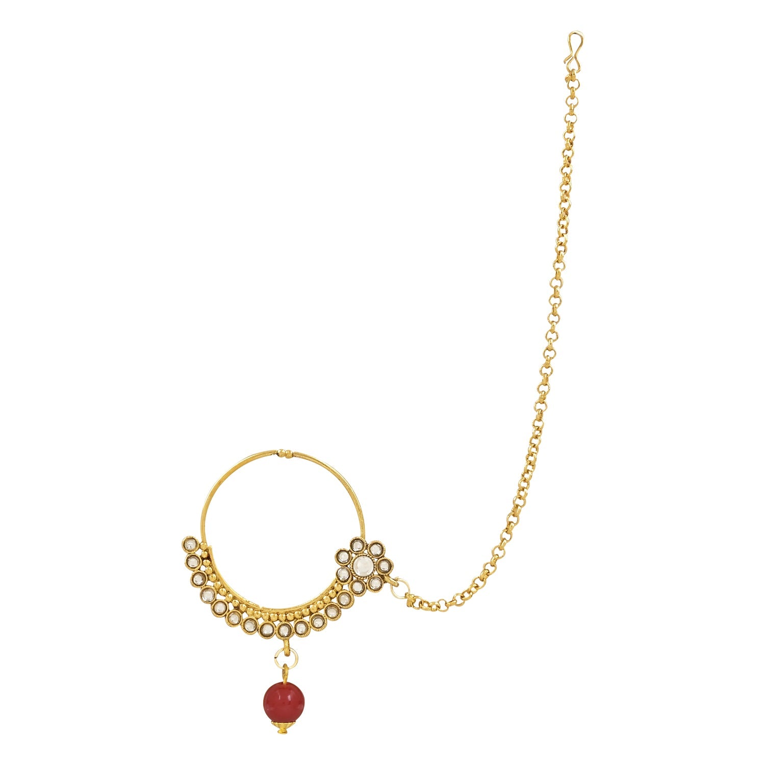 Etnico Wedding Collection Traditional Ethnic Gold Plated Pearl & Kundan Stone Work Bridal Jewellery Set For Women