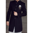 Mahi Navy Blue Meenakari Work Enamel Square and Floral Design Dual Layer Chain Shervani / Indowestern Brooch for Men (BP1101119GNBlu)