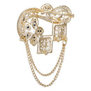 Mahi Navy Blue Meenakari Work Enamel Square and Floral Design Dual Layer Chain Shervani / Indowestern Brooch for Men (BP1101119GNBlu)