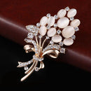 Mahi Rose Gold Plated Opal Wheat Flower Bouquet Dress Scarf Brooch / Saree Pin for Women (BP1101121ZWhi)