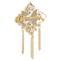 Mahi Maroon Meenakari Work Hanging Chains and Crystals Floral Brooch for Men (BP1101127GMar)