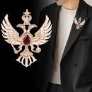 Mahi Dual Head Eagle Shaped Maroon Crystal Lapel Pin Shirt Brooch for Men (BP1101130ZMar)