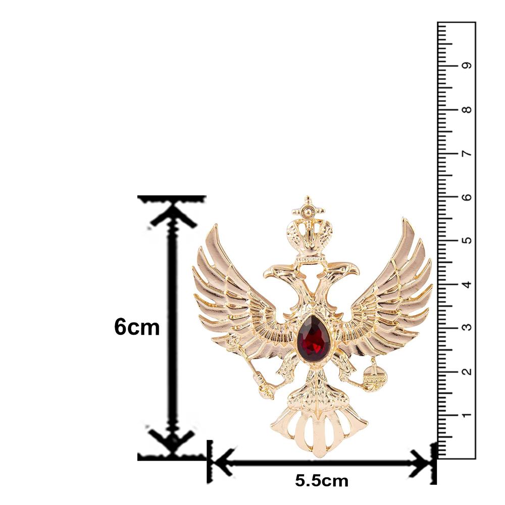 Mahi Dual Head Eagle Shaped Maroon Crystal Lapel Pin Shirt Brooch for Men (BP1101130ZMar)
