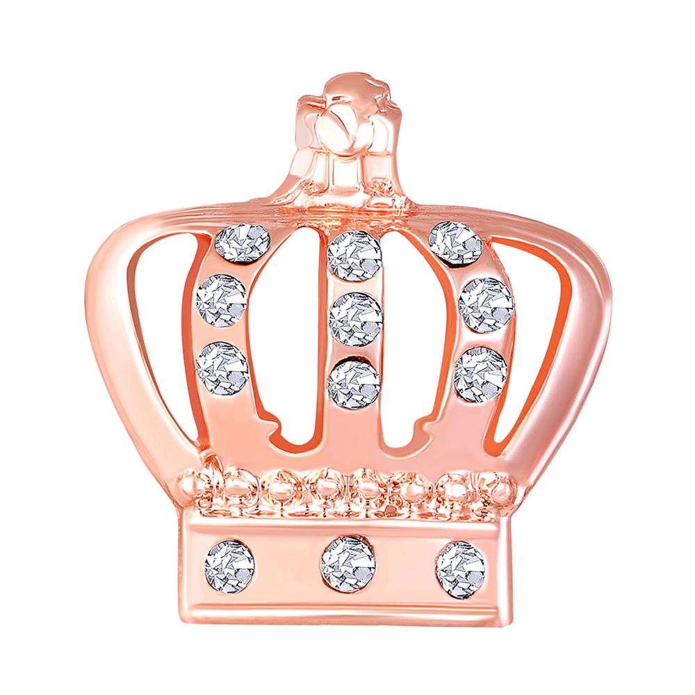 Mahi Rosegold Plated Elegant Crystal Crown Brooch Suit Accessories for Men  (BP1101131ZWhi)