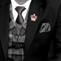 Mahi Rosegold Plated Elegant Crystal Crown Brooch Suit Accessories for Men  (BP1101131ZWhi)
