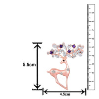 Mahi Rosegold Plated Purple and White Crystals Cute Deer-Shaped Saree Pin / Wedding Brooch for Women (BP1101135ZPur)