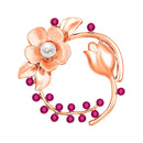 Mahi Rosegold Plated Floral Shaped Crystal Studded Saree Pin / Wedding Brooch for Women (BP1101143ZPin)