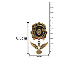 Mahi Lion Face Design & Bird Shaped Meenakari Work Wedding Brooch for Men (BP1101184G)