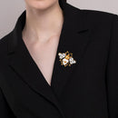 Mahi White Meenakari Bee-Shaped Wedding Brooch / Lapel Pin with Crystals for Women (BP1101185G)