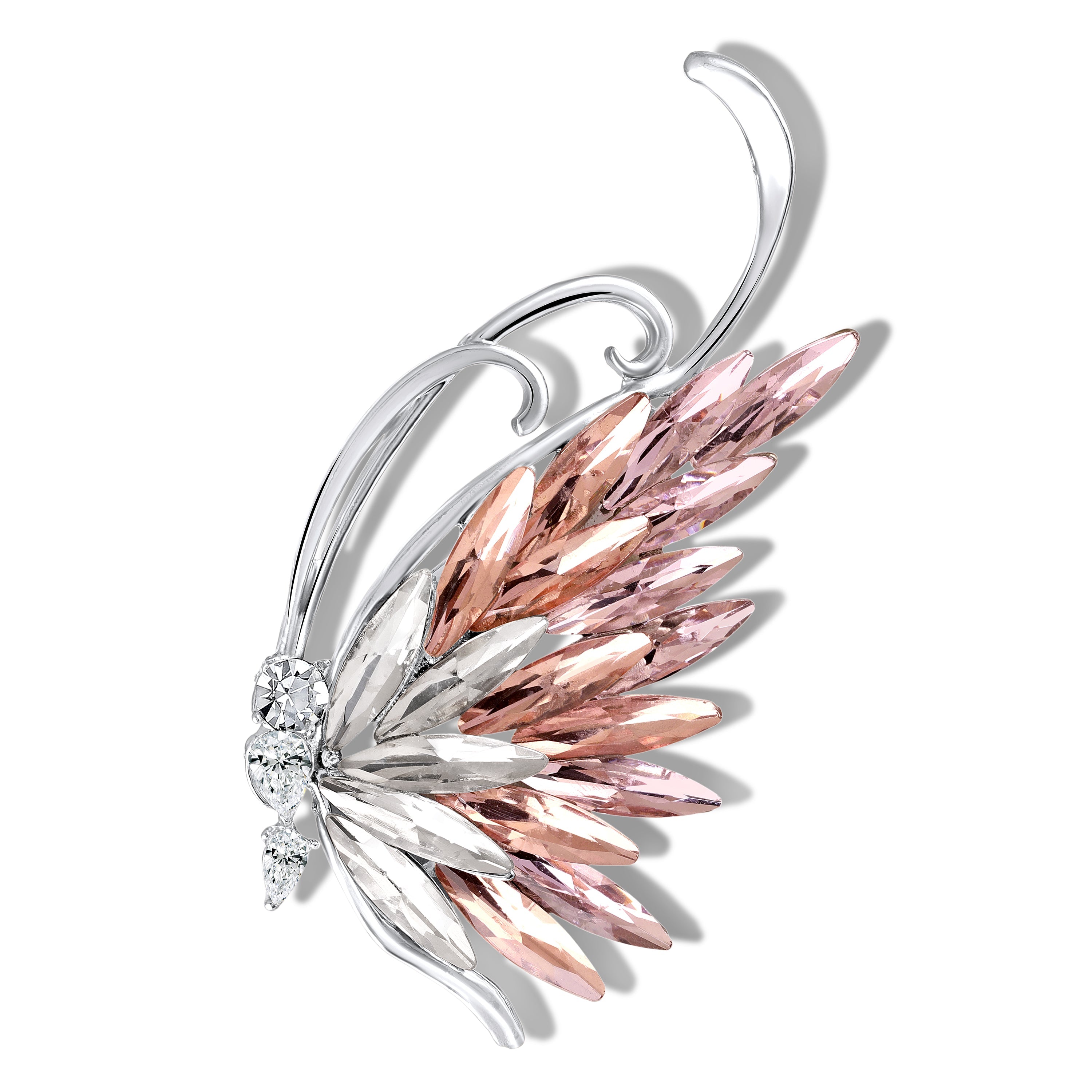 Mahi Elegant Crystal Butterfly-Wing -Shaped Brooch Corsage for Dress Suit Coat with Sparkling Rainbow Crystals for Women (BP1101240R)