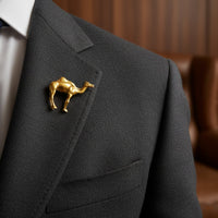 Mahi Elegant Camel-Shaped Gold-Plating Brooch Lapel Pin Blazer, Suit, Kurta, (BP1101243G)