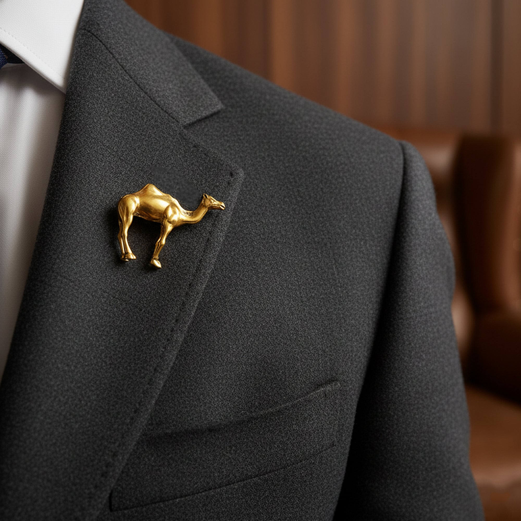 Mahi Elegant Camel-Shaped Gold-Plating Brooch Lapel Pin Blazer, Suit, Kurta, (BP1101243G)
