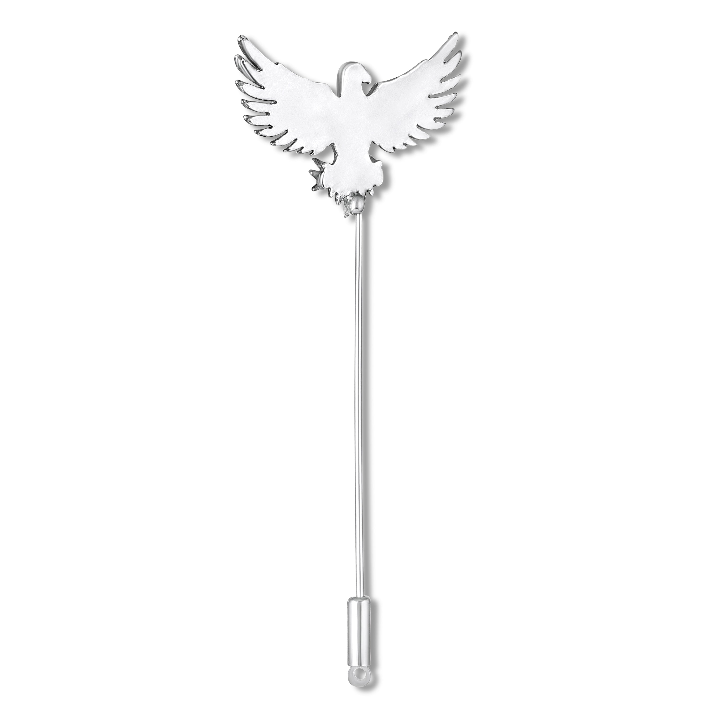 Mahi Premium Silver Eagle-Shaped Mens Brooch Lapel Pin with Antique Rhodium Plating for Coat, Blazer, Jodhpuri (BP1101245R)