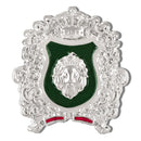 Mahi Royal Crest Lion-Head-Shaped Vintage Crown Emblem Green Enamel Designer Lapel Pin / Kurta Sherwani Brooch Pin for Men (BP1101249RGre)