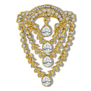 Mahi Regal Cascade Gold-Tone Triple Layered Teardrop Crystal Studded Kurta Sherwani Wedding Brooch for Men (BP1101256GWhi)