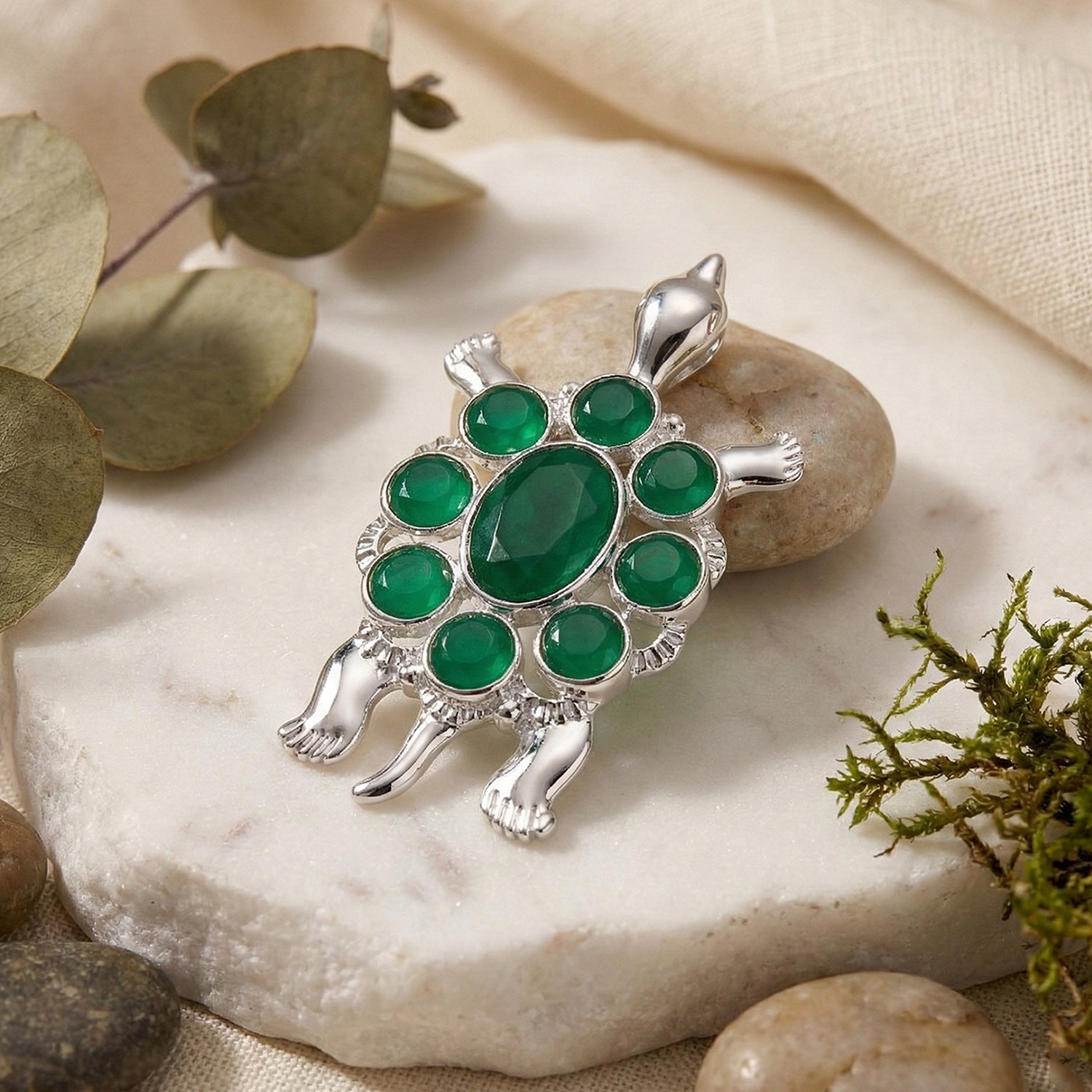 Mahi Green Crystals Stuffed Turtle-Shaped Lapel Pin / Brooch for Mens and Women (BP1101259RGre)