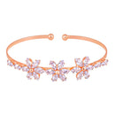 Mahi Rosegold Plated Floral Design White Cubic Zriconia CZ Studded Adjustable Kada / Bracelet for Women (BR1101048ZWhi)