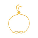 Mahi Infinity Adjustable Bolo Bracelet with Gold Plating for Women & Girls | Crystal-Studded Charm (BR1101091GWhi)