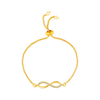 Mahi Infinity Adjustable Bolo Bracelet with Gold Plating for Women & Girls | Crystal-Studded Charm (BR1101091GWhi)