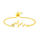 Mahi Pulse of Love Heartbeat Bracelet | Gold Plated Crystal Studded Heart for Women | Adjustable Slider (BR1101092GWhi)