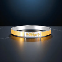 Mahi Stylish Golden & Silver Kada Mahadev Engraved Religious Elegant Kada Bracelet for Men (BR1101094M)