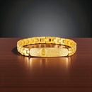Mahi Men’s Gold Plated Designer Bracelet Premium Hanuman Gada Textured Chain Link Kada Style Bracelet for Men (BR1101096G)