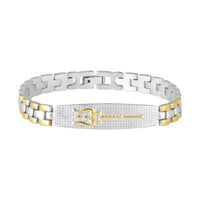 Mahi Men’s Dual Tone Designer Bracelet Premium Trishul Textured Chain Link Kada Style Bracelet for Men (BR1101097M)