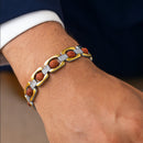 Mahi Stylish Silver & Gold Plated Spiritual Wristwear Premium Link Design Rudraksha Bracelet for Men (BR1101098M)