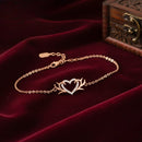 Mahi Rose Gold-Plated Tiny White Crystals Studded Valentine Gift Heart Bracelet | Free Size for Women (BR1101102ZWhi)