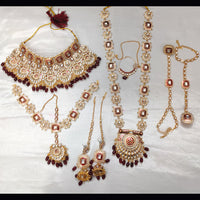Knigght angel  Gold Plated Kundan Stone And Beads Bridal Set