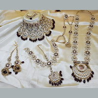Knigght angel  Gold Plated Kundan Stone And Beads Bridal Set
