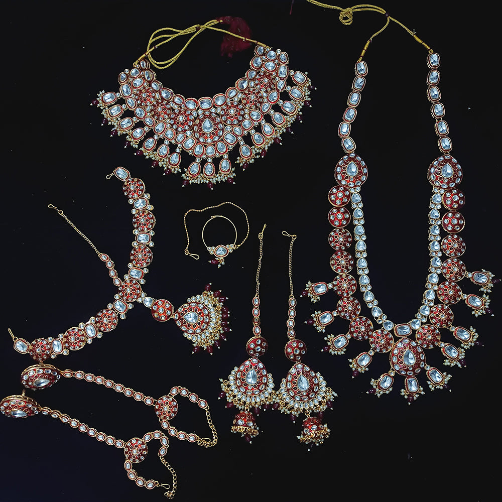 Knigght angel  Gold Plated Kundan Stone And Meenakari Bridal Set