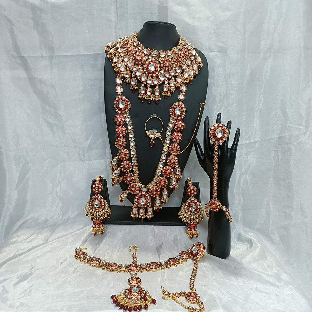 Knigght angel  Gold Plated Kundan Stone And Meenakari Bridal Set