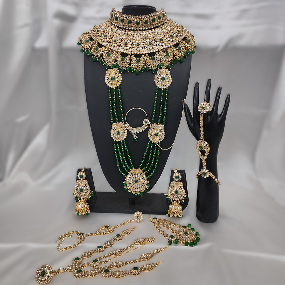 Knigght angel  Gold Plated Kundan Stone And Pearls Bridal Set