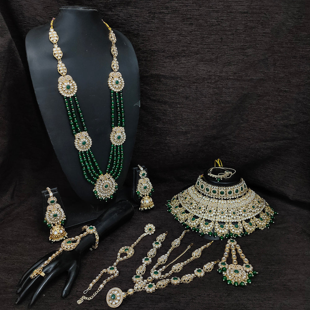 Knigght angel  Gold Plated Kundan Stone And Pearls Bridal Set