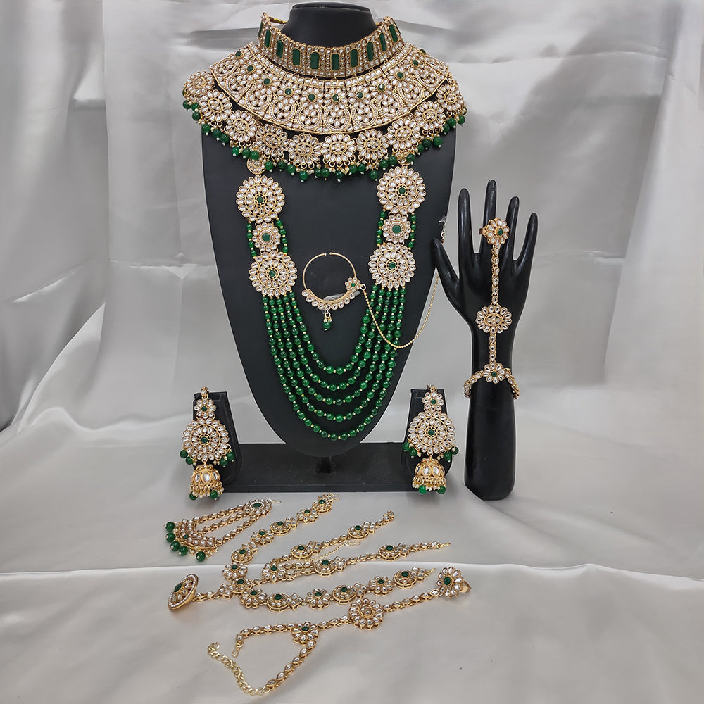 Knigght angel  Gold Plated Kundan Stone And Pearls Bridal Set