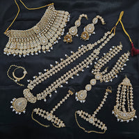 Knigght angel  Gold Plated Kundan Stone And Pearls Bridal Set