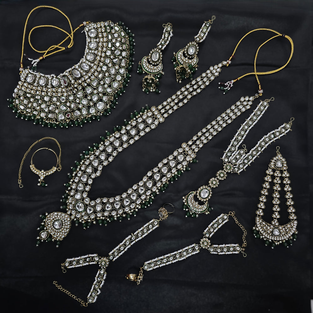 Knigght angel  Gold Plated Kundan Stone And Pearls Bridal Set