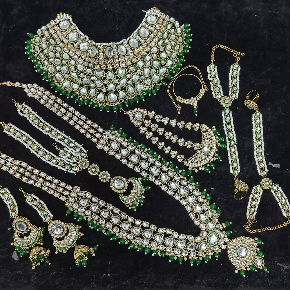 Knigght angel  Gold Plated Kundan Stone And Pearls Bridal Set