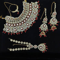 Knigght angel  Gold Plated Kundan Stone Semi Bridal Necklace Set